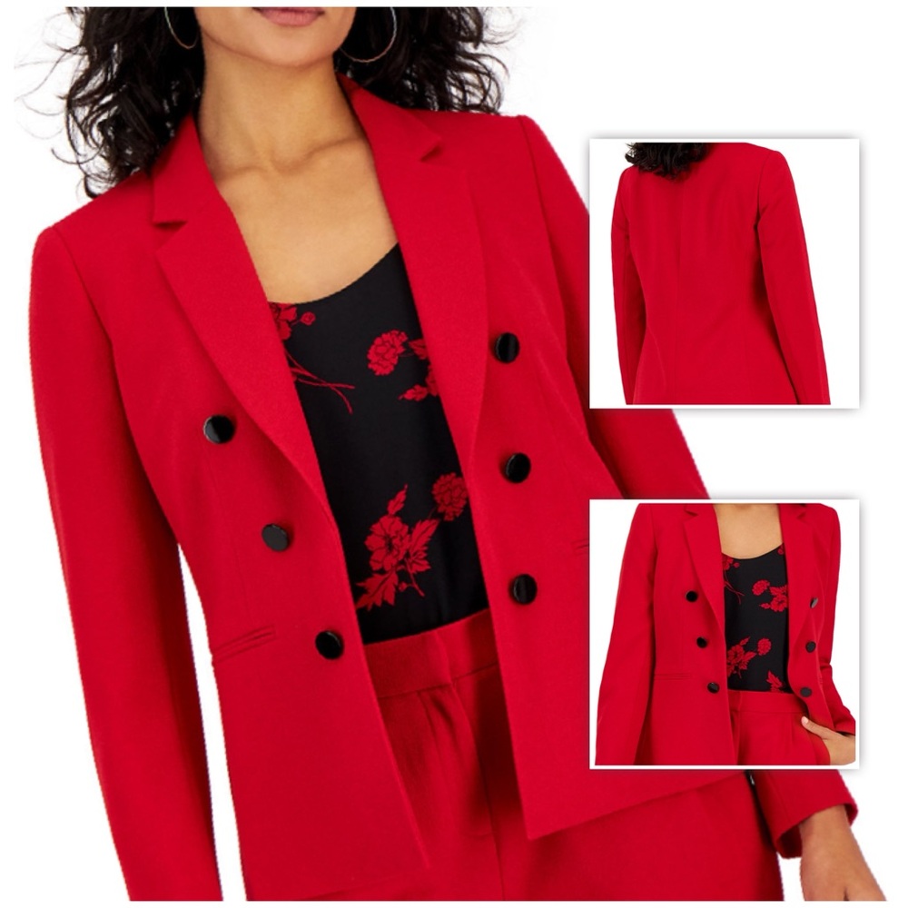 Bar III Textured Crepe Faux Double-Breasted Jacket 1X, NWOT